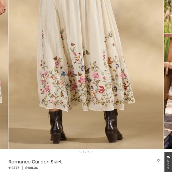 Floral Embroidered Cream Skirt - Picture 5 of 6